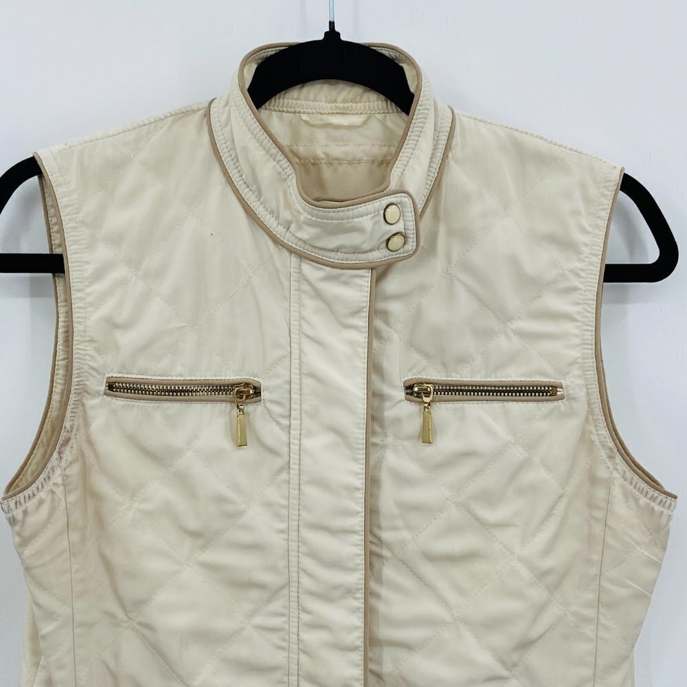 Zara Basic Cream Full Zip Snap Button Zipper Deta… - image 3